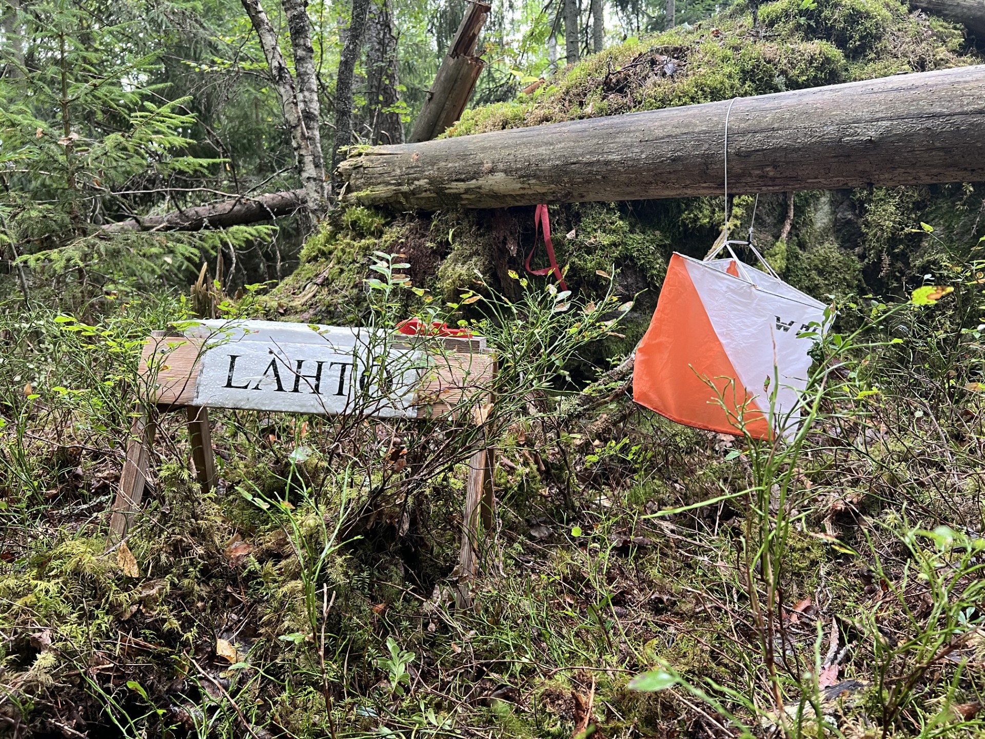 Suunnistuksen lähtöpaikkapenkki ja lippu